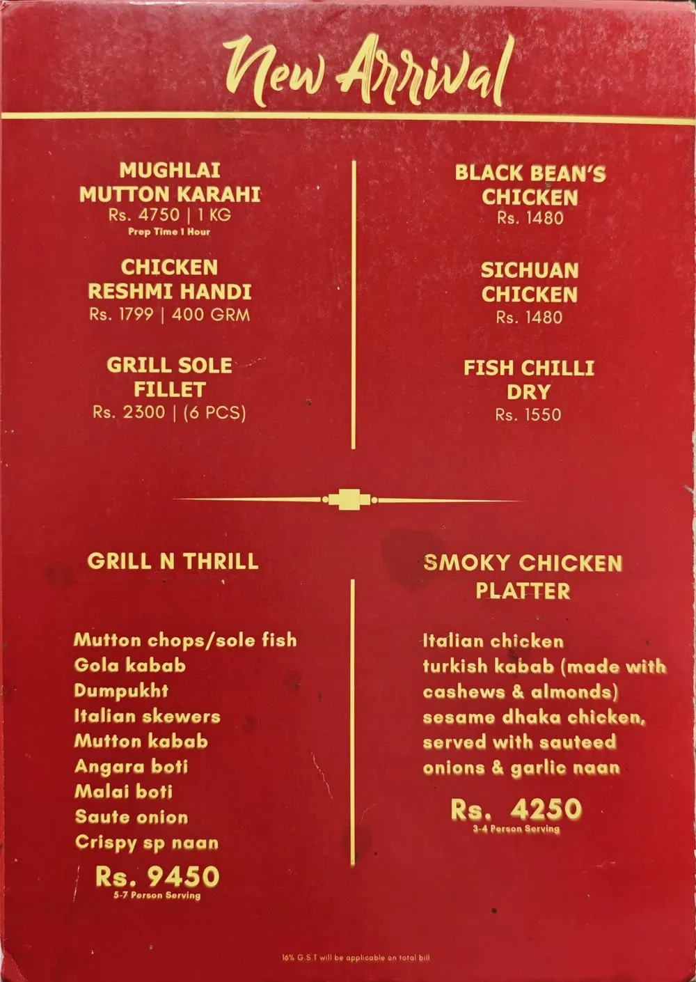 Marhaba Mahal menu