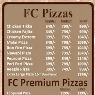 Flavour Cafe menu