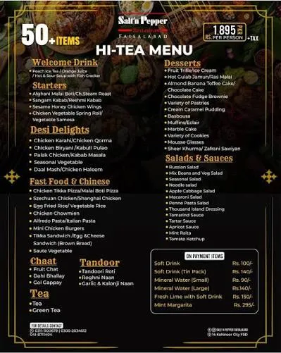 Salt'n Pepper Faisalabad menu