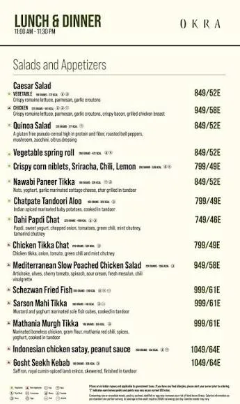 Okra Restaurant menu