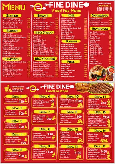 Fine Dine - Best Restaurant in Faisalabad menu