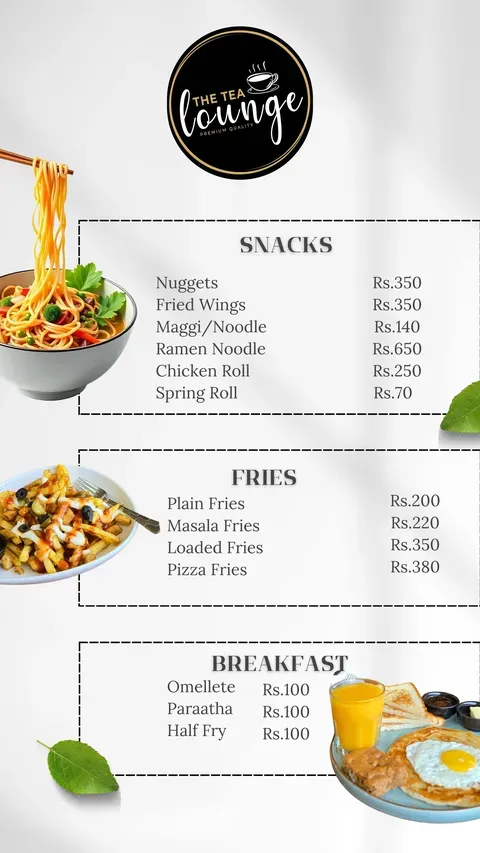 The Tea Lounge menu