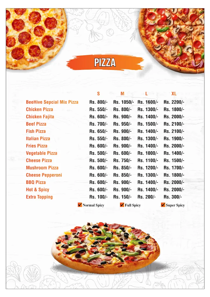 BeeHive Cafe & Restaurant menu