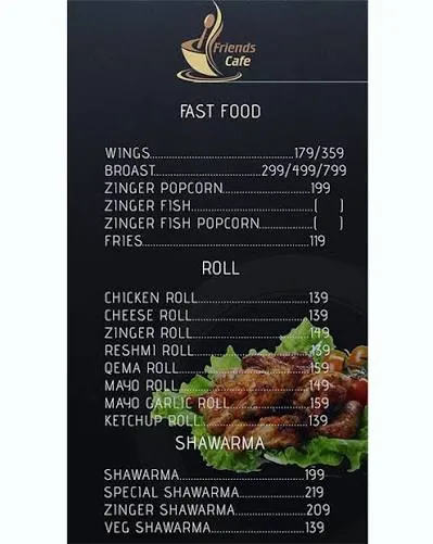 Friends Cafe menu