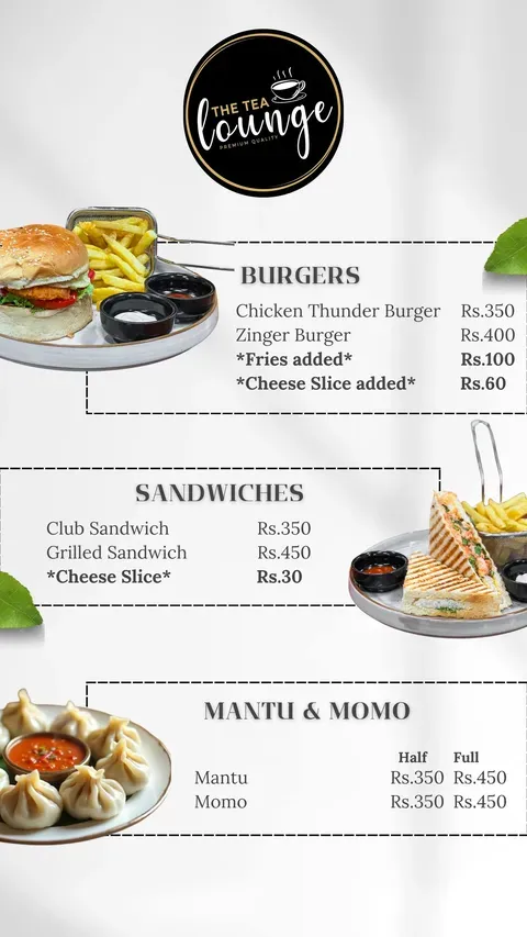 The Tea Lounge menu