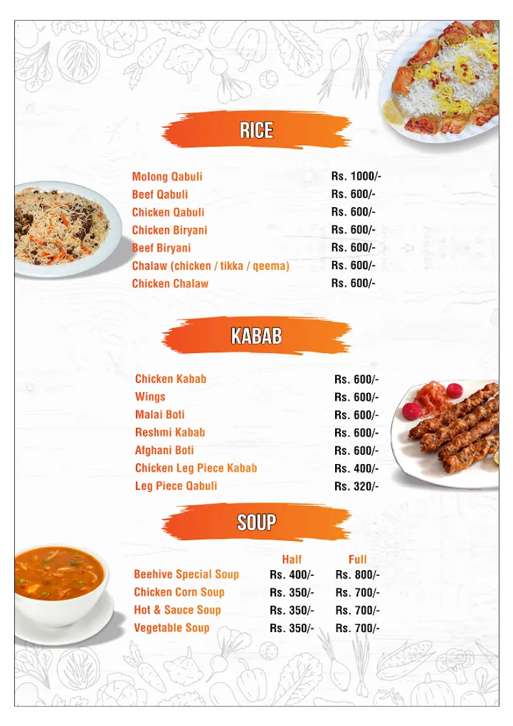 BeeHive Cafe & Restaurant menu
