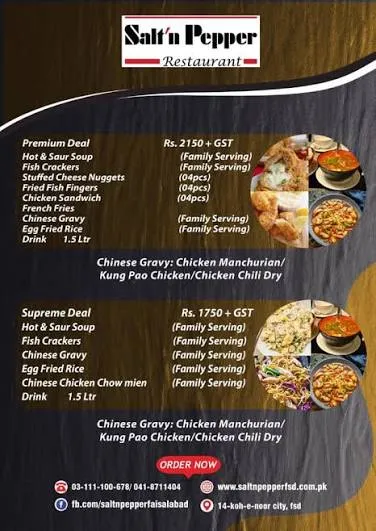 Salt'n Pepper Faisalabad menu