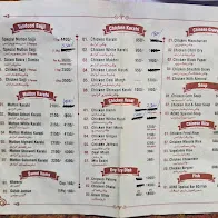 A One Food Palace menu