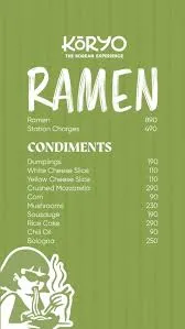 Koryo menu