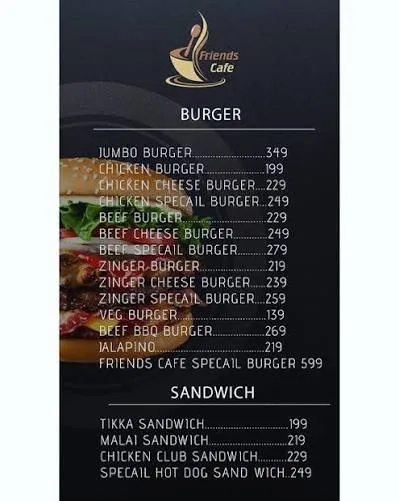 Friends Cafe menu