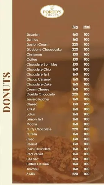 Portos Donuts Quetta menu