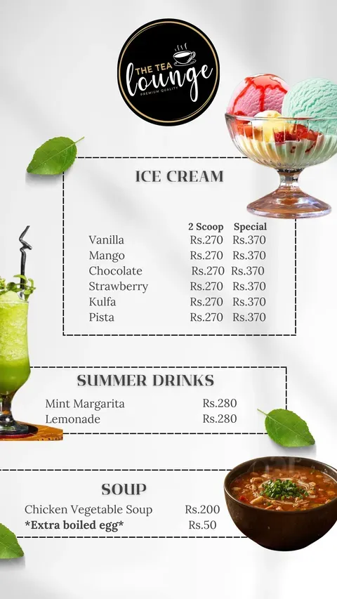 The Tea Lounge menu