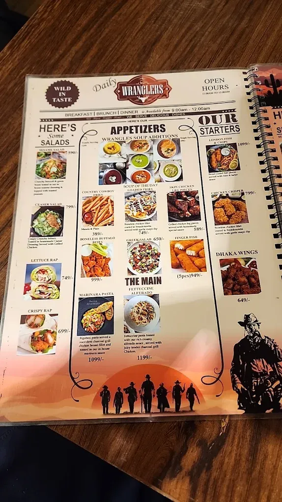 Wranglers Cafe menu