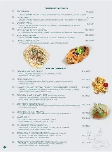 Dawat-e-Sheraz Restaurant menu