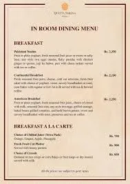 Serena Hotel, Quetta menu