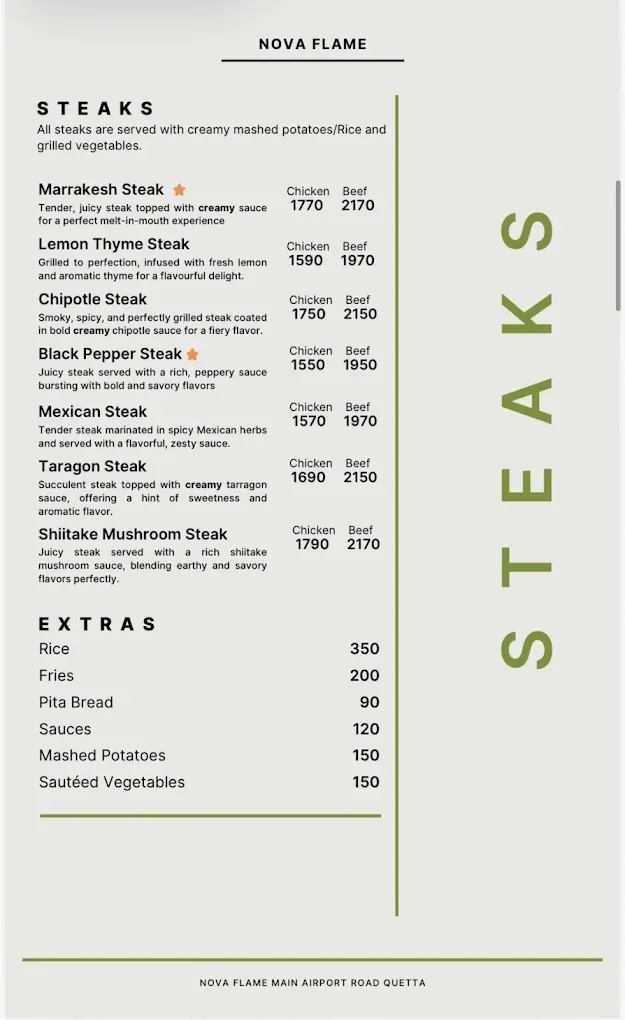 Nova Flame menu