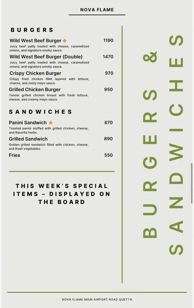 Nova Flame menu