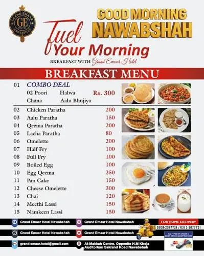 Grand Hotel Quetta menu