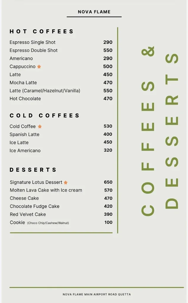 Nova Flame menu