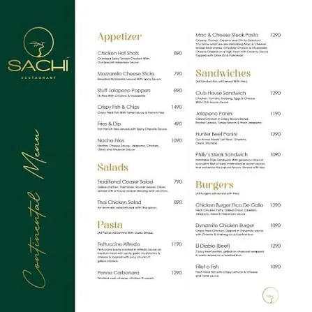 Sachi - The Asian Fusion menu