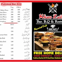 Khan Zaiqa n BBQ Restaurant menu