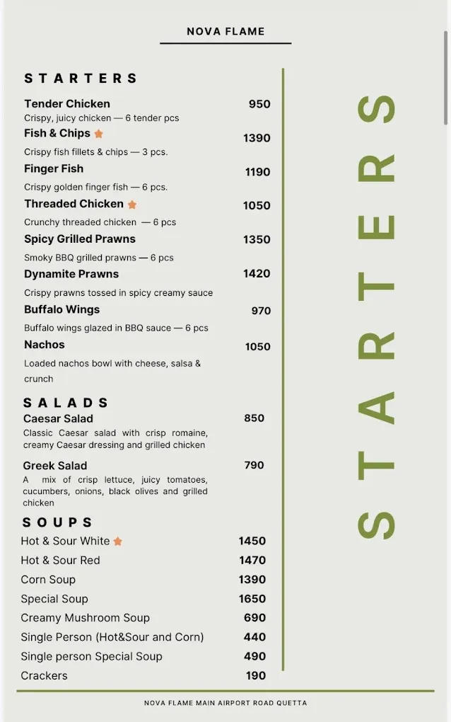 Nova Flame menu