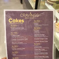 Cravings Bakeshop Multan menu