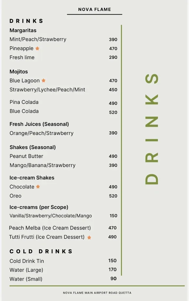 Nova Flame menu