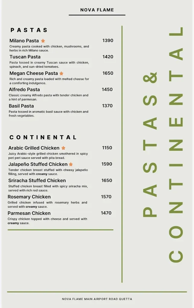 Nova Flame menu