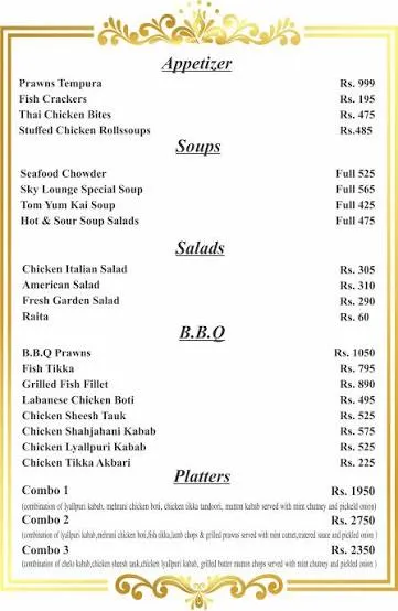 Grand Regent Hotel and Suites menu