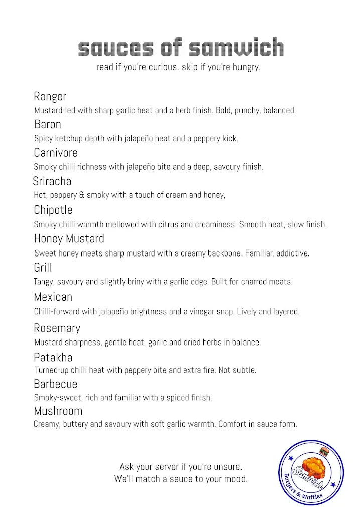 Samwich menu
