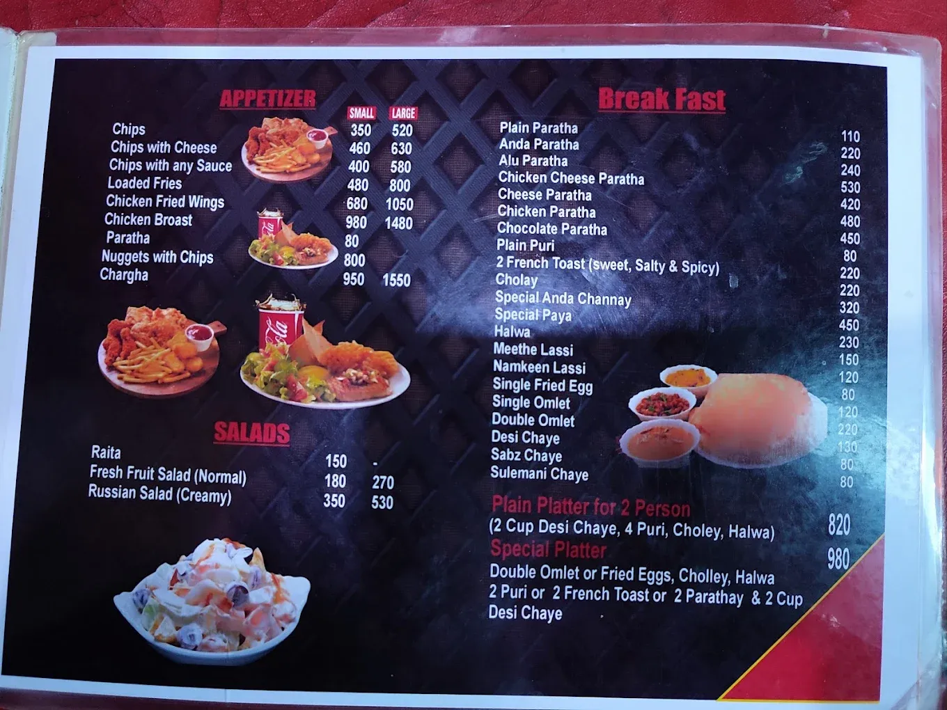 EFC Quetta menu