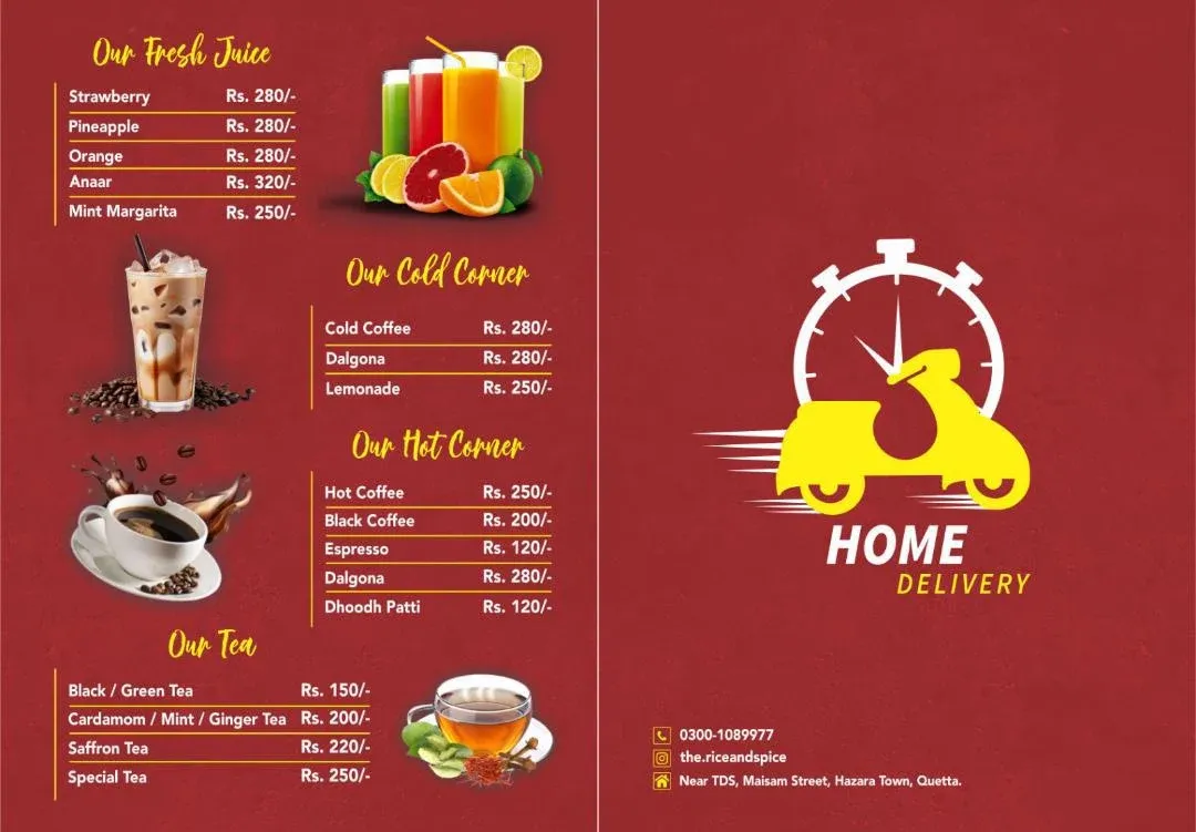 The Rice And Spice Restaurant menu