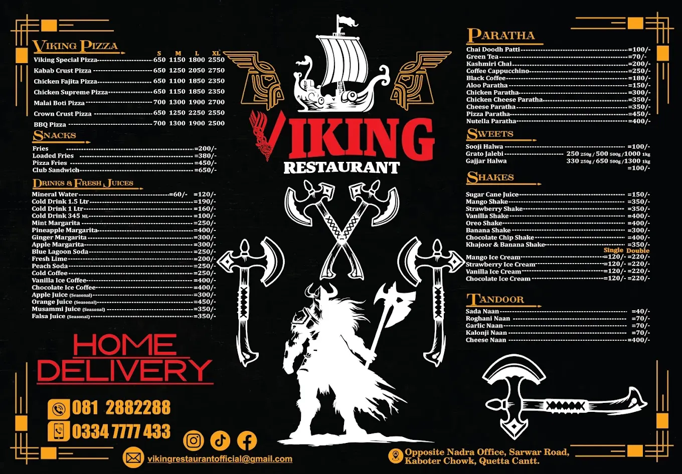 Viking restaurant menu