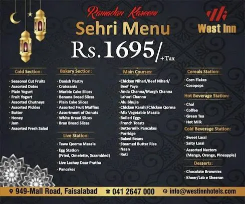 Best Western Hotel Faisalabad menu
