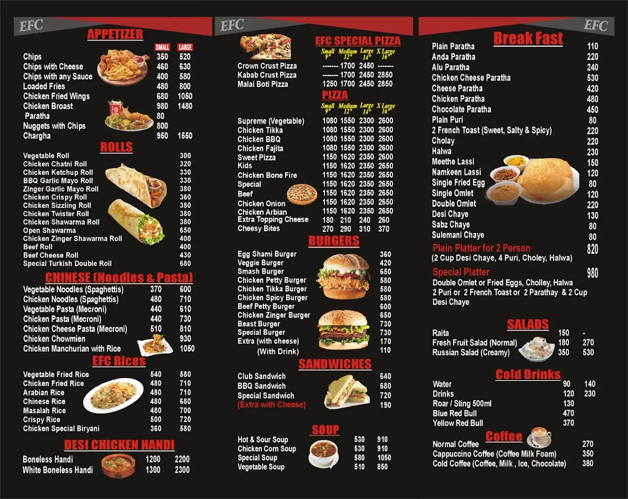 EFC Quetta menu