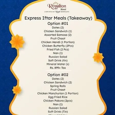 Royalton Hotel Faisalabad . menu
