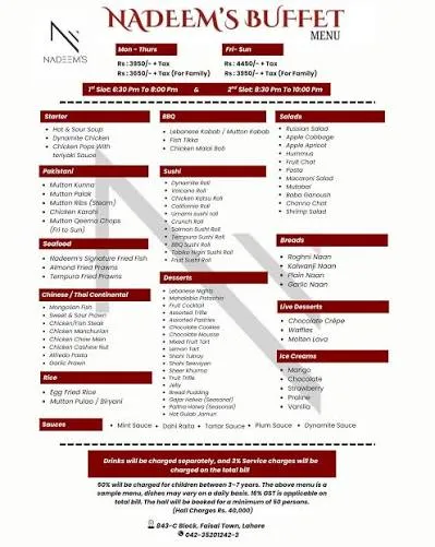 Nadeem Cafe & Family Restaurant menu