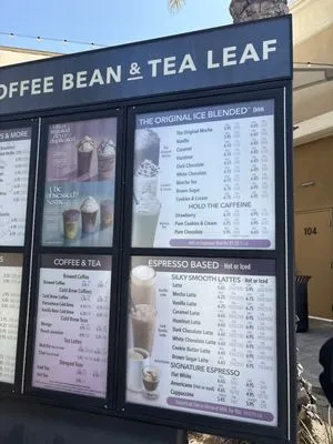 The Coffee Bean & Tea Leaf menu