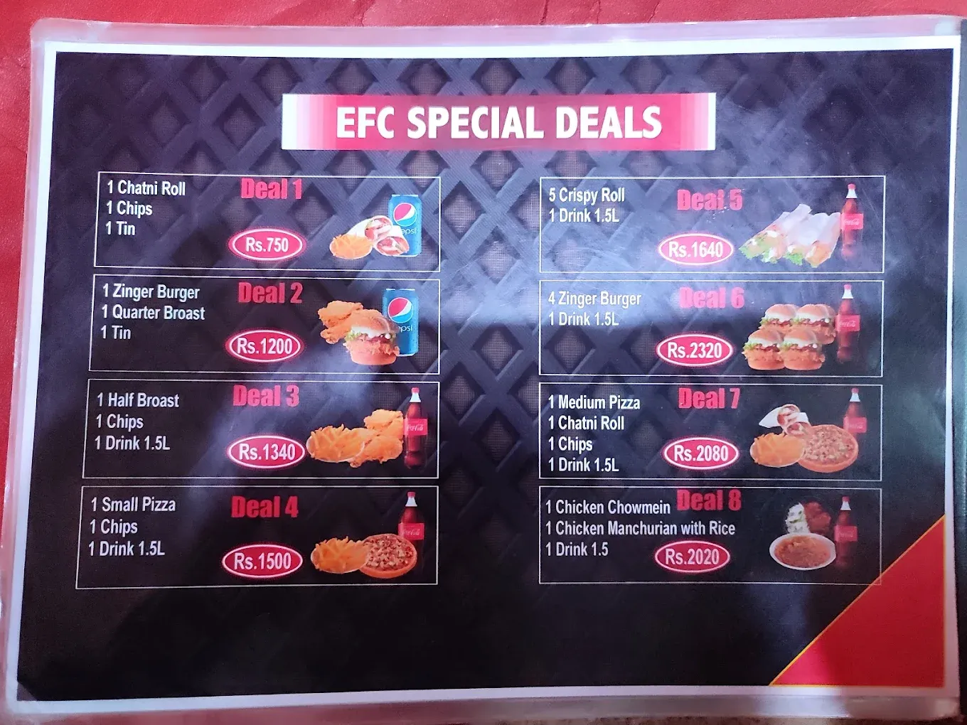 EFC Quetta menu