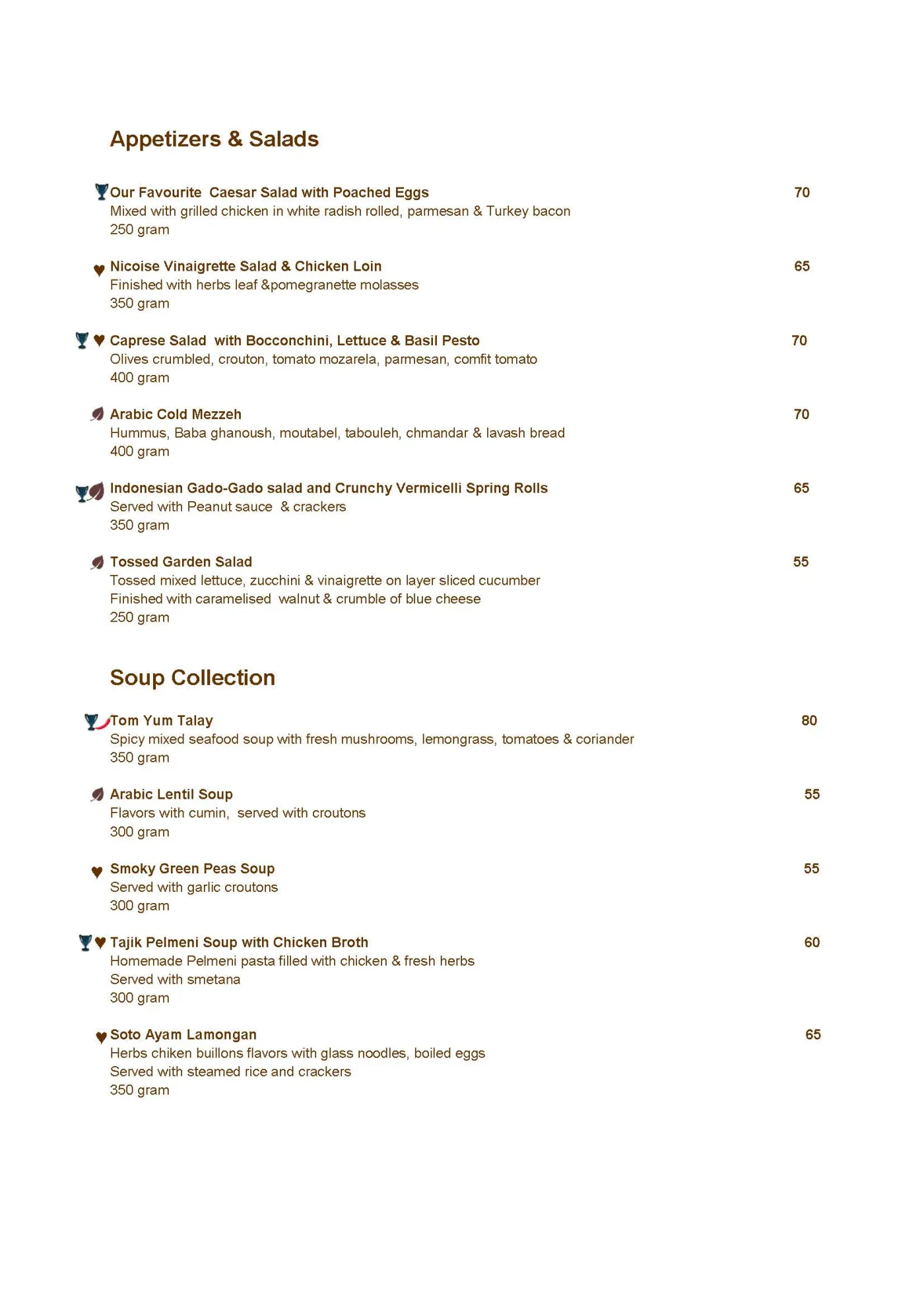 Faisalabad Serena Hotel menu