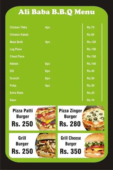ALI BABA BBQ RESTAURANT menu