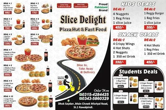 Slice Hub Pizza & Fast Food-New Chakra road Rawalpindi menu