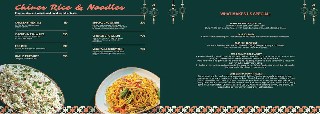 Saffron Foodies menu