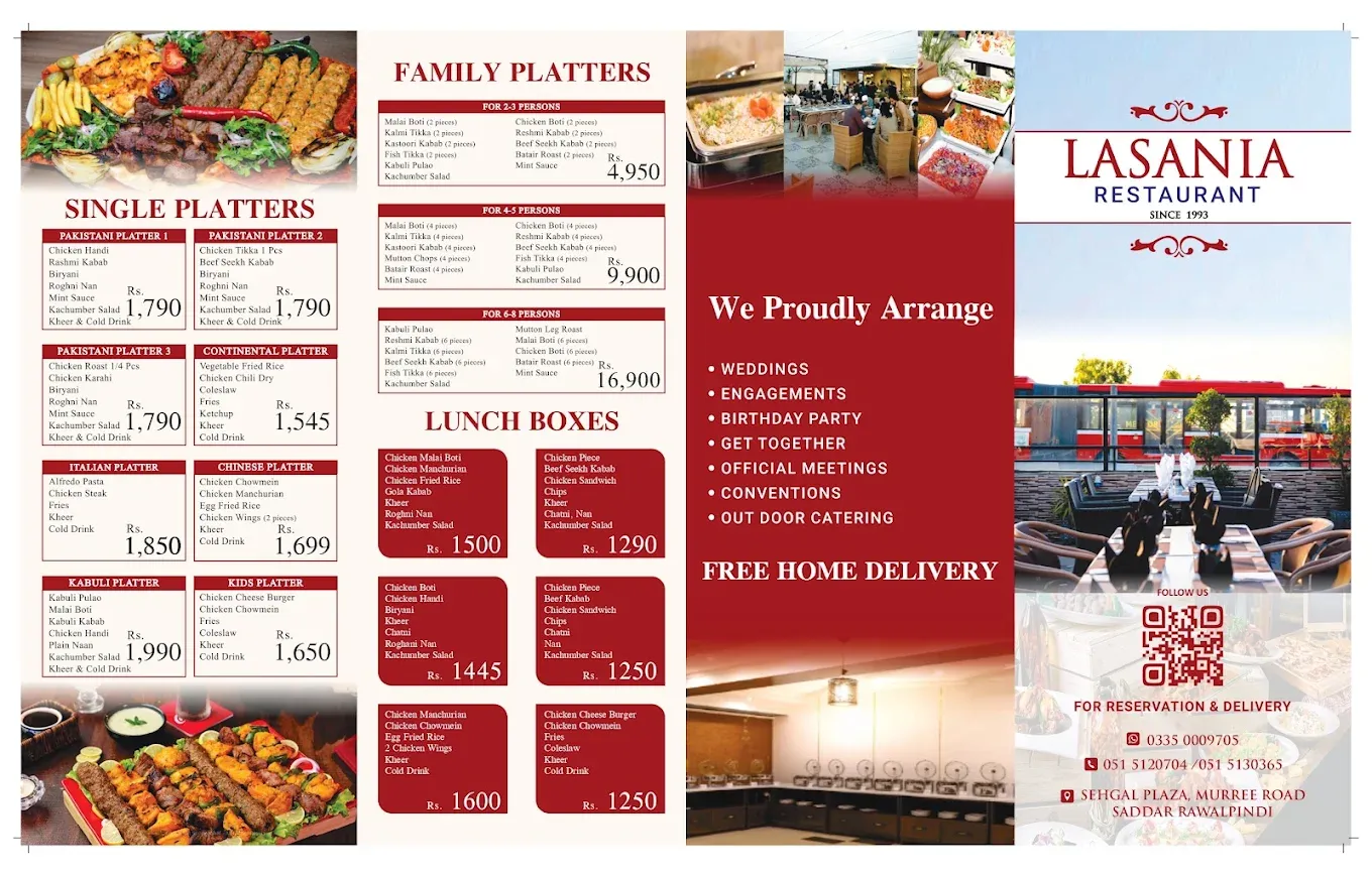 Lasania Restaurant menu