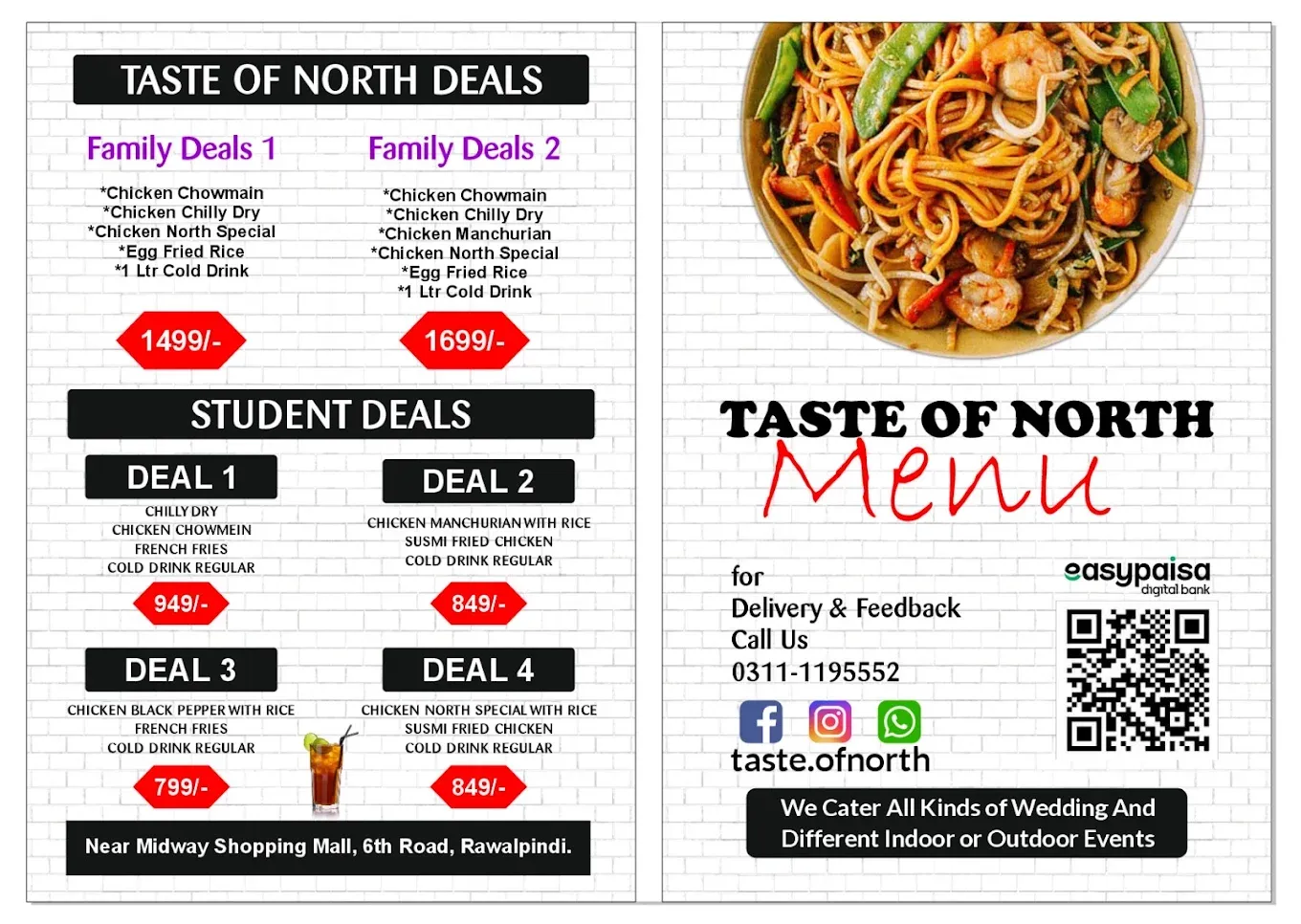 Taste of North menu