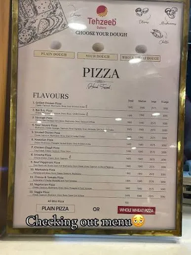 Tehzeeb Bakers menu