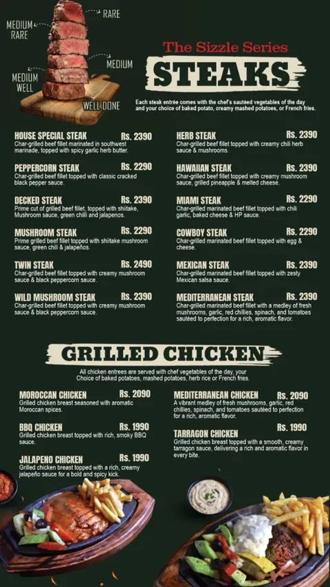 The Grill Steak House menu