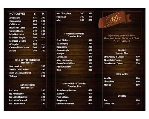 MY Baker & Sweet (Formerly MJ's Range Rd) menu