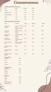 Cinnamania | Best Cinnamon Rolls in Rawalpindi Islamabad menu